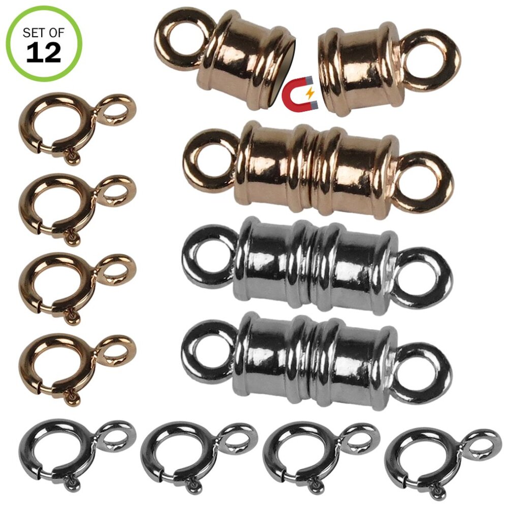 Necklace Magnetic Claps Converter-4 Sets- 2 Silver/ 2 Goldtone- Bracelet Closure